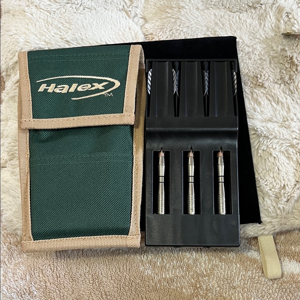 Dart Set with Green and Silver Design